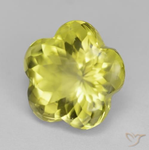10.71 ct Yellow Quartz Stone, Natural Quartz in Flower-Cut Shape for Sale