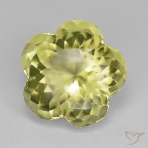 11.33 ct Yellow Quartz Stone, Natural Quartz in Flower-Cut Shape for Sale