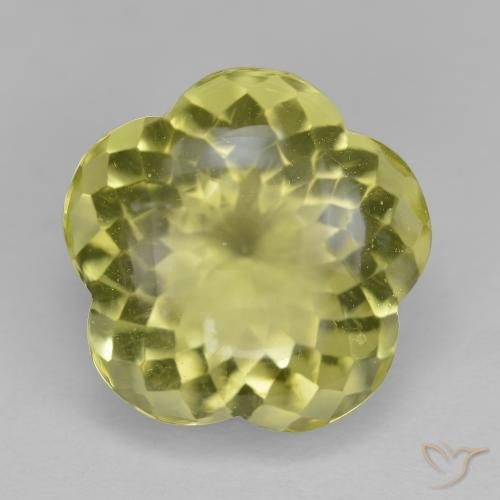 13.86 ct Yellow Quartz, 15.7 x 15.3 mm Flower Cut From Brazil, Photo A