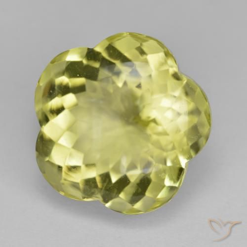 13.86 ct Yellow Quartz Stone, Natural Quartz in Flower-Cut Shape for Sale