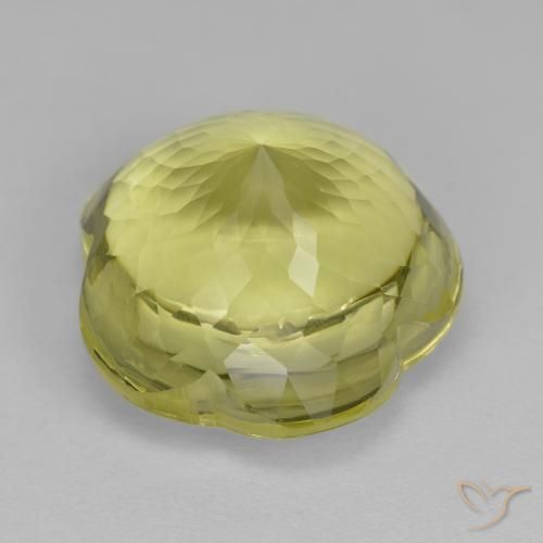 Quartz Gemstone in 15.7 x 15.3 mm Size for Sale, Quartz Stone in Greenish Yellow Color
