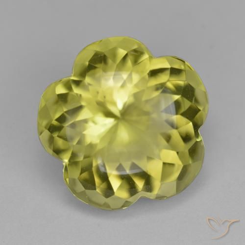 11.31 ct Yellow Quartz Stone, Natural Quartz in Flower-Cut Shape for Sale