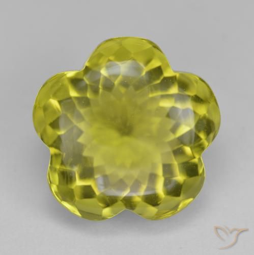 14.78ct Natural Greenish Yellow Quartz, Flower Cut, Transparent