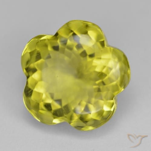 14.78 ct Yellow Quartz Stone, Natural Quartz in Flower-Cut Shape for Sale