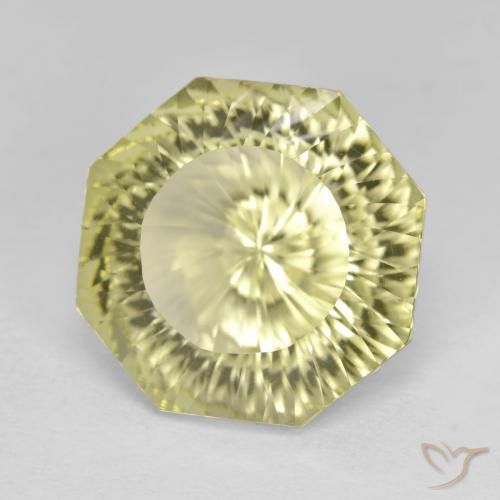 8.57 ct Yellow Quartz Stone, Natural Quartz in Octagon Concave Cut Shape for Sale