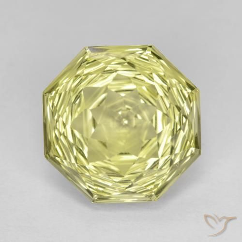 5.91 ct Yellow Quartz, 12.1 x 11.9 mm Octagon Concave Cut From Brazil, Photo A