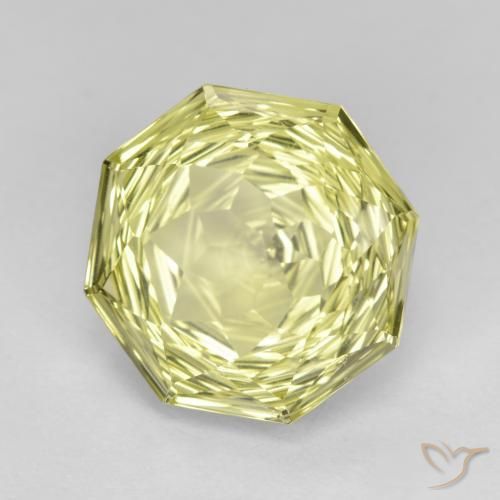 5.91 ct Yellow Quartz Stone, Natural Quartz in Octagon Concave Cut Shape for Sale