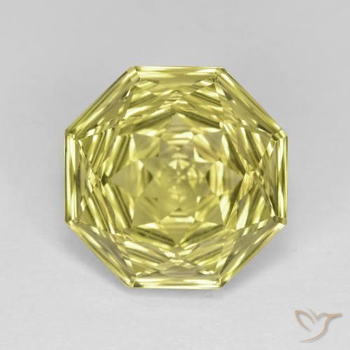 5.62 ct Yellow Quartz, 12.2 x 12.1 mm Octagon Concave Cut From Brazil, Photo A