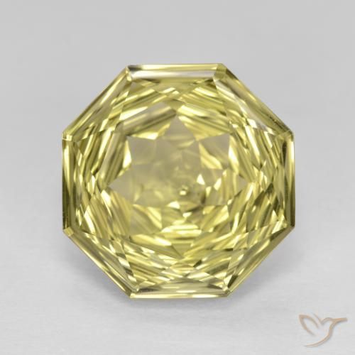 5.68 ct Yellow Quartz, 12.1 x 12 mm Octagon Concave Cut From Brazil, Photo A
