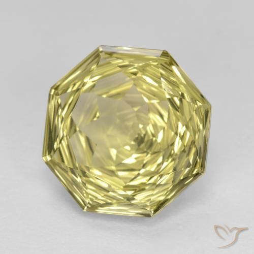 5.68 ct Yellow Quartz Stone, Natural Quartz in Octagon Concave Cut Shape for Sale