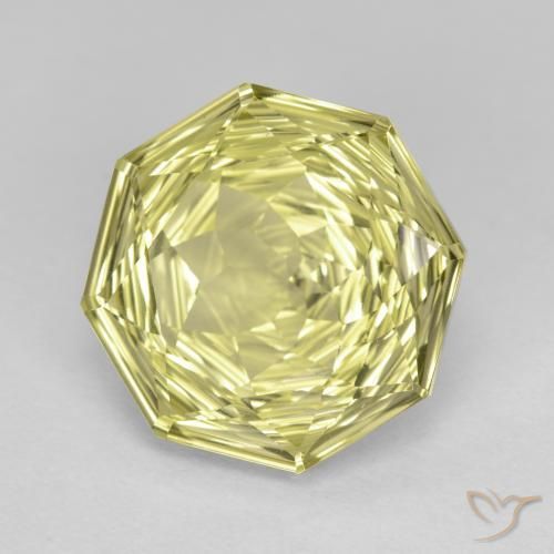 5.79 ct Yellow Quartz Stone, Natural Quartz in Octagon Concave Cut Shape for Sale
