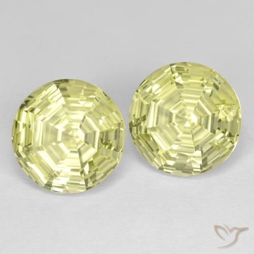 7.04 ctw Yellow Quartz Stones, Natural Quartz in Round Concave Cut Shape for Sale