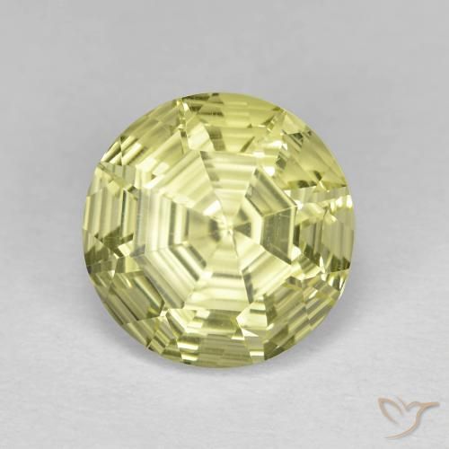 3.62 ct Yellow Quartz Stone, Natural Quartz in Round Concave Cut Shape for Sale