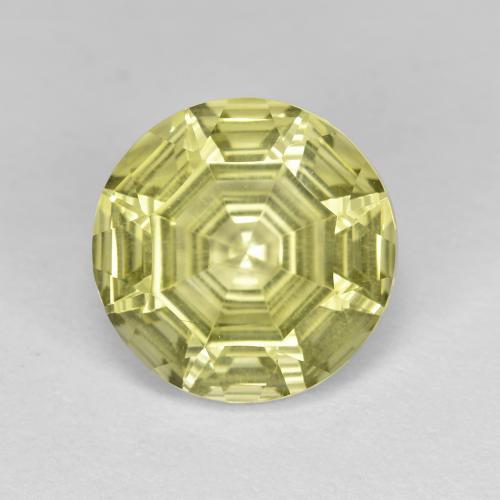 3.51 ct Yellow Quartz Gemstone, Quartz Gem in Round Concave Cut Shape for Sale.