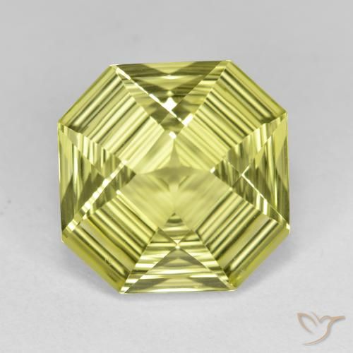 6.15 ct Yellow Quartz, 12 x 12 mm Octagon Concave Cut From Brazil, Photo A