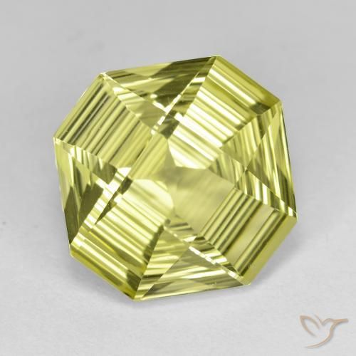 6.15 ct Yellow Quartz Stone, Natural Quartz in Octagon Concave Cut Shape for Sale