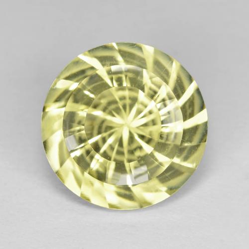 5.62 ct Yellow Quartz Gemstone, Quartz Gem in Round Concave Cut Shape for Sale.