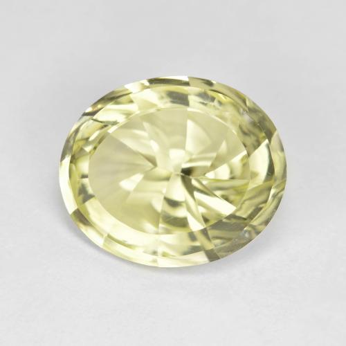Светло-зеленовато-желтый Кварц Камень - 4.3ct Овал с Вогнутой Огранкой (ID: 602437)