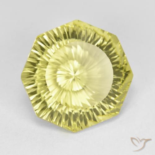 7.86 ct Yellow Quartz Stone, Natural Quartz in Octagon Concave Cut Shape for Sale