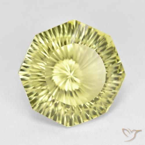 8.38 ct Yellow Quartz Stone, Natural Quartz in Octagon Concave Cut Shape for Sale