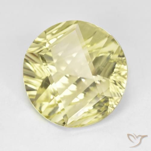 9.66 ct Yellow Quartz Stone, Natural Quartz in Round Concave Cut Shape for Sale