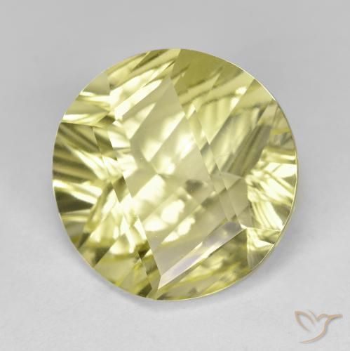 9.92 ct Yellow Quartz Stone, Natural Quartz in Round Concave Cut Shape for Sale