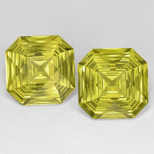 2 Stück octagonschliff gelber Quarz in der Größe 12 x 12mm, Gewicht 11,72 gesamt / durchschn. Je 5,86 ct, Hummel Gelb in VVS Reinheit, Natürlicher Edelstein, Mohs-Härte 7 Geeignet für den täglichen Gebrauch im Schmuck , Photo A