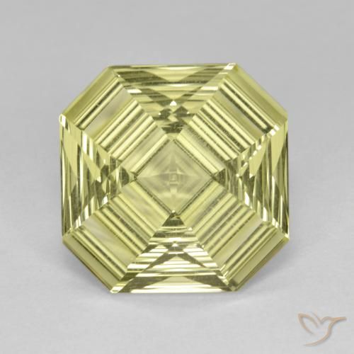 5.35 ct Yellow Quartz, 12.1 x 12 mm Octagon Concave Cut From Brazil, Photo A