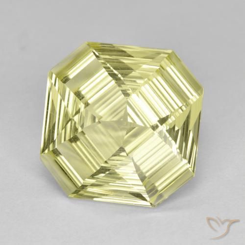 5.35 ct Yellow Quartz Stone, Natural Quartz in Octagon Concave Cut Shape for Sale
