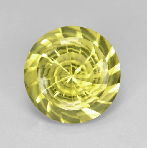 Cuarzo Amarillo verdoso Circular de 5.58 ct de Brasil, dimensión 12,1mm, piedra preciosa natural Irradiado, claridad vvs, Cuarzo Corte Cóncavo Redondo de 1 pieza, dureza de Mohs de 7 Adecuado para joyas de uso diario , Photo A