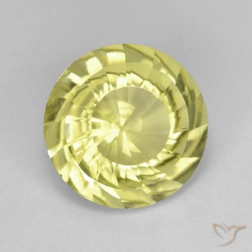 5.53 ct Yellow Quartz Stone, Natural Quartz in Round Concave Cut Shape for Sale