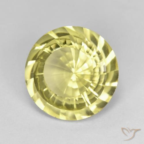 5.24 ct Yellow Quartz Stone, Natural Quartz in Round Concave Cut Shape for Sale
