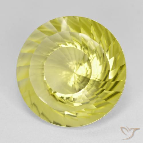 14.35 ct Yellow Quartz Stone, Natural Quartz in Round Concave Cut Shape for Sale