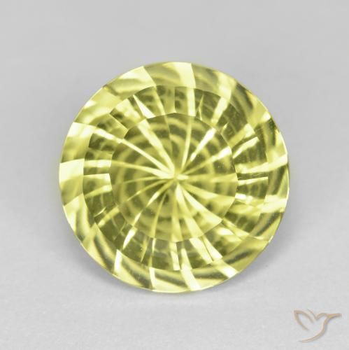 5.16 ct Yellow Quartz, 12 mm Round Concave Cut From Brazil, Photo A