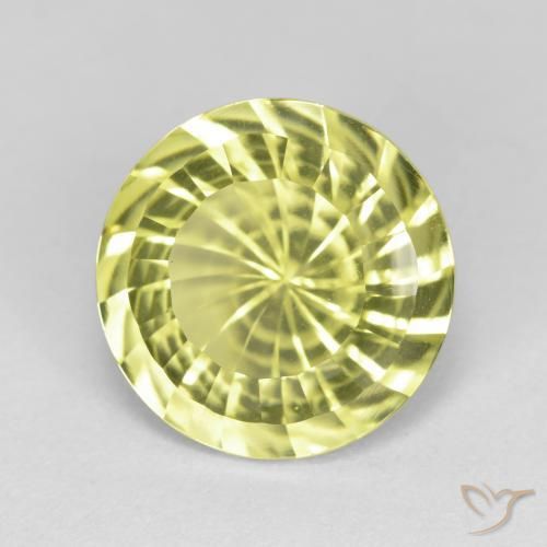 5.16 ct Yellow Quartz Stone, Natural Quartz in Round Concave Cut Shape for Sale