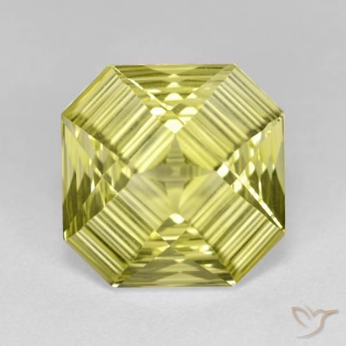 6.37 ct Yellow Quartz, 12.1 x 12.1 mm Octagon Concave Cut From Brazil, Photo A