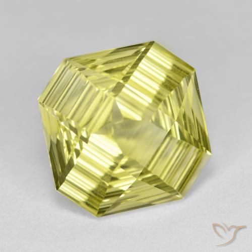 6.37 ct Yellow Quartz Stone, Natural Quartz in Octagon Concave Cut Shape for Sale