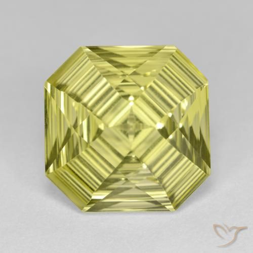 5.99 ct Yellow Quartz, 12.1 x 12.1 mm Octagon Concave Cut From Brazil, Photo A