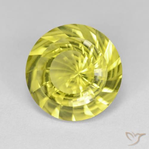 5.59 ct Yellow Quartz Stone, Natural Quartz in Round Concave Cut Shape for Sale