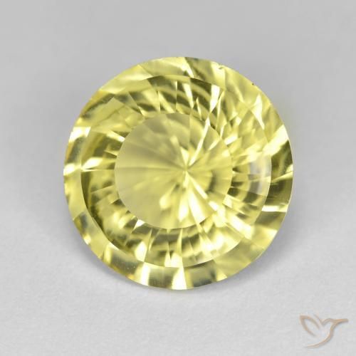 5.26 ct Yellow Quartz Stone, Natural Quartz in Round Concave Cut Shape for Sale