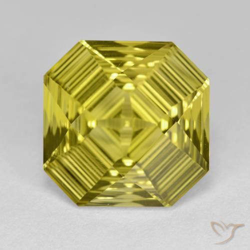 Cuarzo Amarillo claro Corte Octágono / Esmeralda de 6.46 ct de Brasil, dimensión 12,1 x 12,1mm, piedra preciosa natural Irradiado, claridad vvs, Cuarzo Corte Octógono Cóncavo de 1 pieza, dureza de Mohs de 7 Adecuado para joyas de uso diario , Photo A