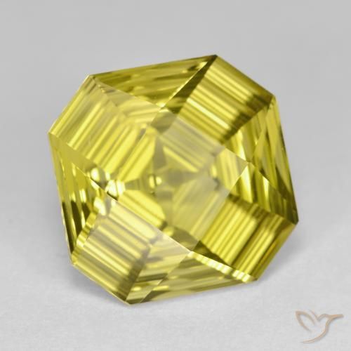 6.46 ct Yellow Quartz Stone, Natural Quartz in Octagon Concave Cut Shape for Sale