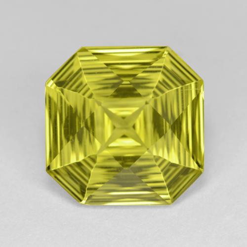 レモンイエロー クォーツ 宝石 - 5.9ct 八角形コンケーブカット (ID: 602891)