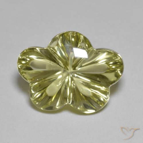 9.65ct Natural Greenish Yellow Quartz, Flower Cut, Transparent