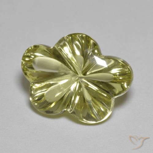 9.65 ct Yellow Quartz Stone, Natural Quartz in Flower-Cut Shape for Sale