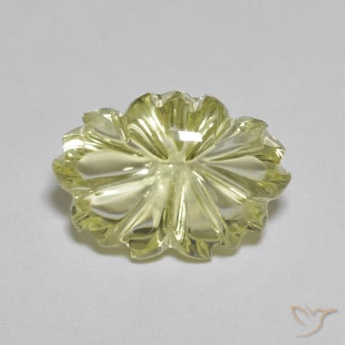 6.59ct Natural Pale Cream Yellow Quartz, Flower Cut, Transparent