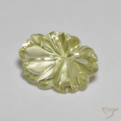 6.59 ct Yellow Quartz Stone, Natural Quartz in Carved Flower Shape for Sale