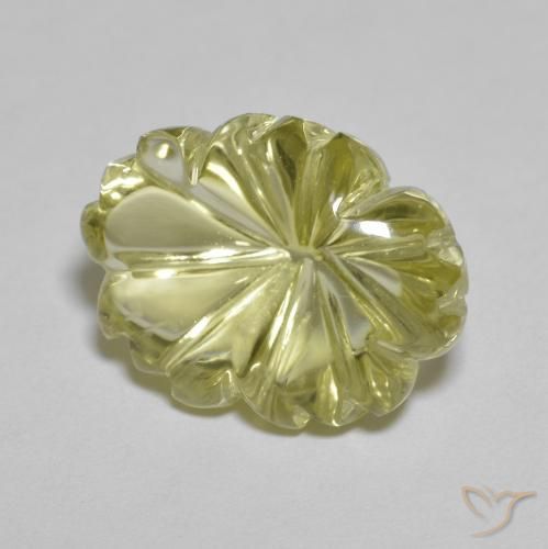 10.34 ct Yellow Quartz Stone, Natural Quartz in Carved Flower Shape for Sale