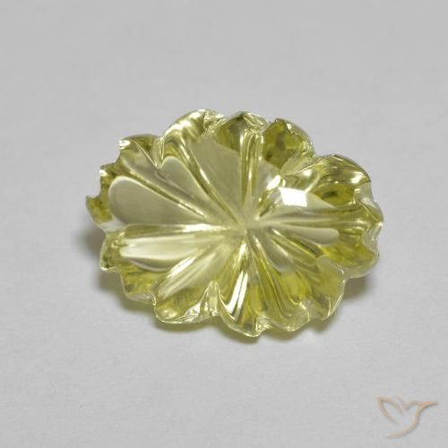6.77 ct Yellow Quartz Stone, Natural Quartz in Carved Flower Shape for Sale