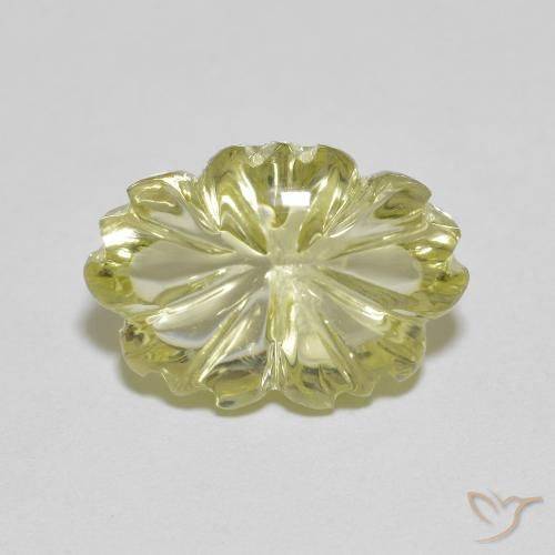 6.48ct Natural Greenish Yellow Quartz, Flower Cut, Transparent